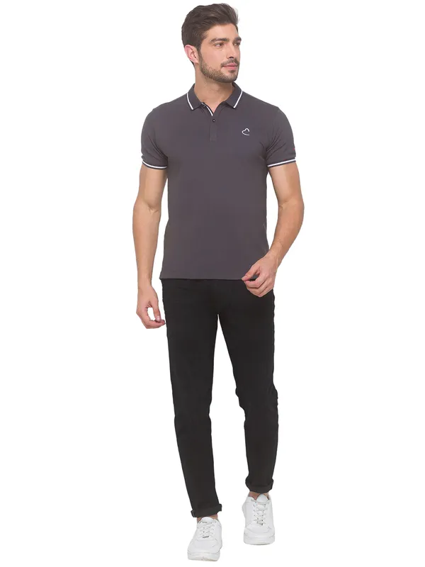 Being Human Regular Fit Men Polo Neck T-Shirts-Dk. Grey