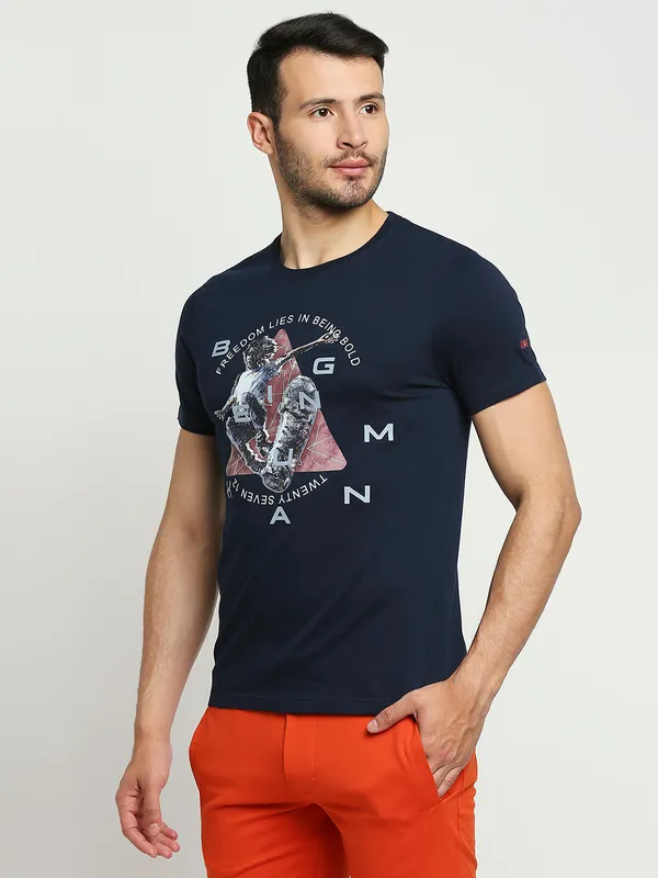 Being Human Clothing Men Regular Fit Crew Neck T-Shirts-Navy