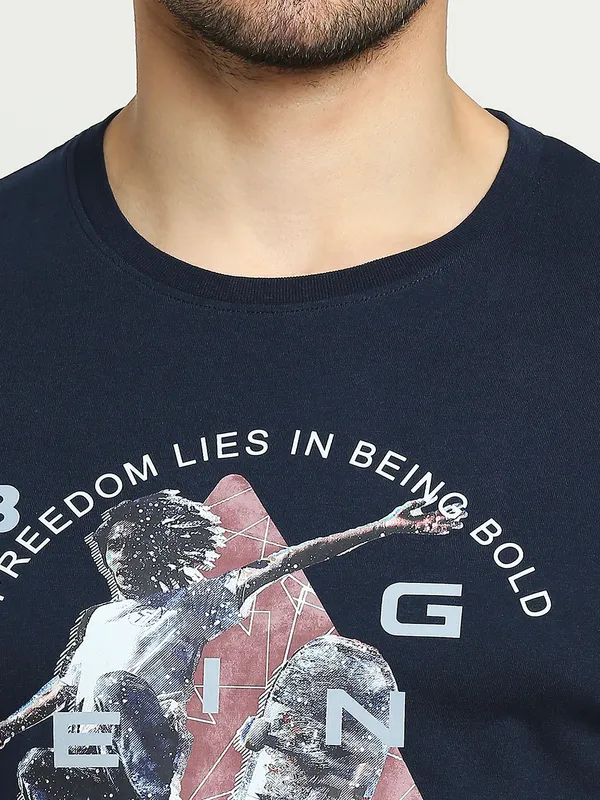Being Human Clothing Men Regular Fit Crew Neck T-Shirts-Navy