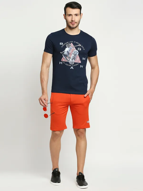Being Human Clothing Men Regular Fit Crew Neck T-Shirts-Navy