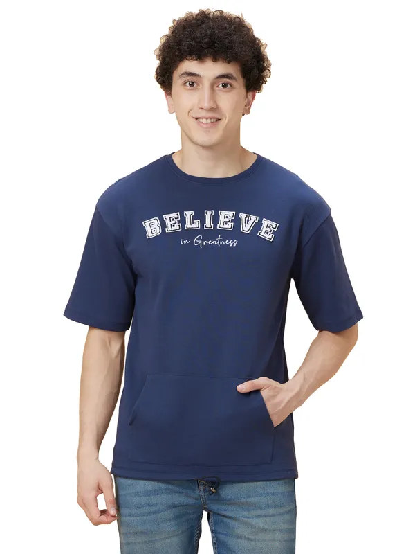 Being Human Men Over Size Fit Crew Neck-Navy