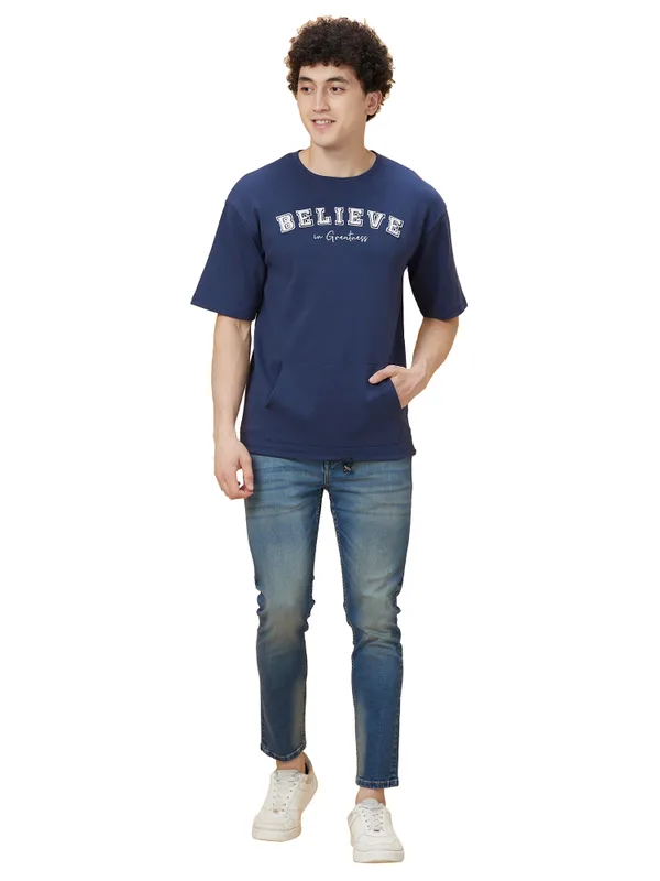 Being Human Men Over Size Fit Crew Neck-Navy