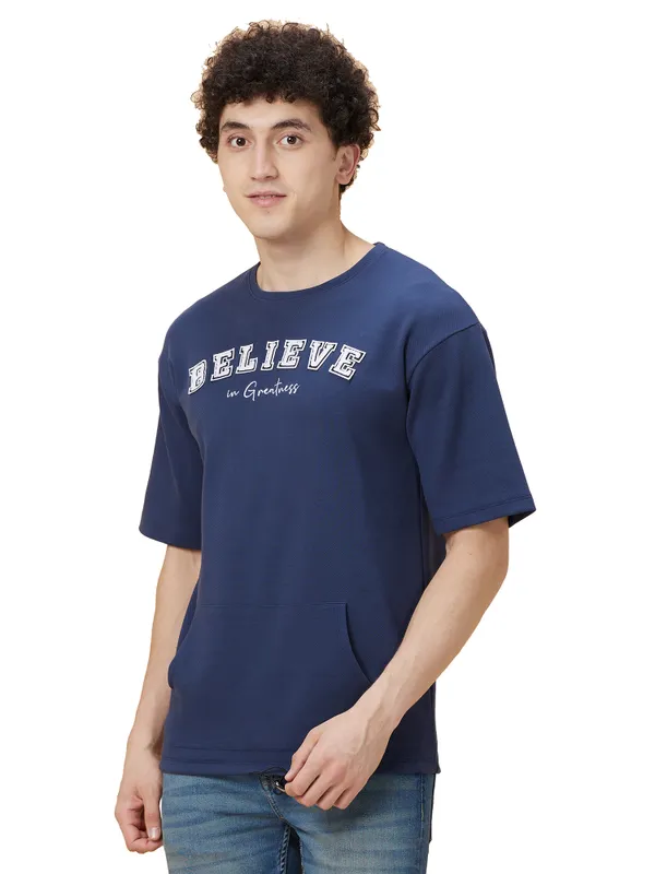 Being Human Men Over Size Fit Crew Neck-Navy