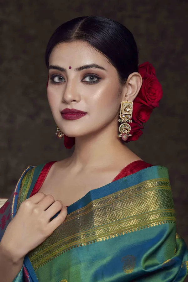 Grey Meena Chand Pink Drop Earrings