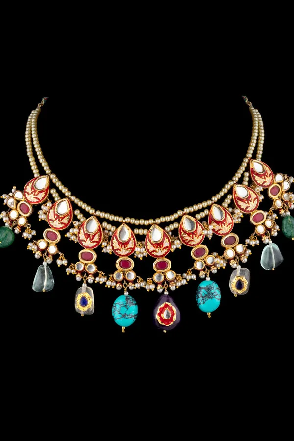 Red Meena Multi Stone Necklace