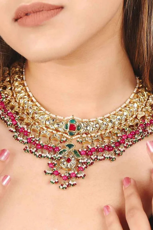 Red & Green Kundan Jadai Choker