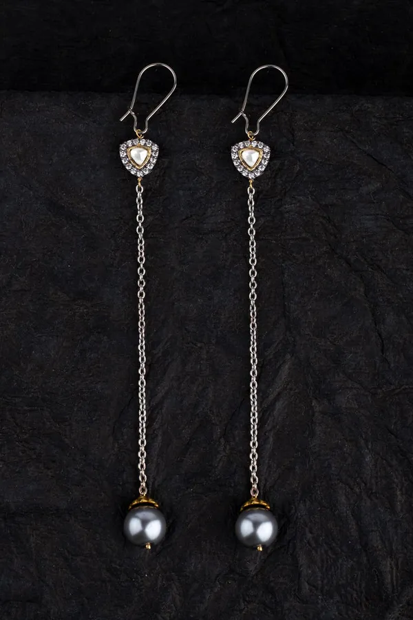 Grey Pearl Zirconia Dangler Earrings