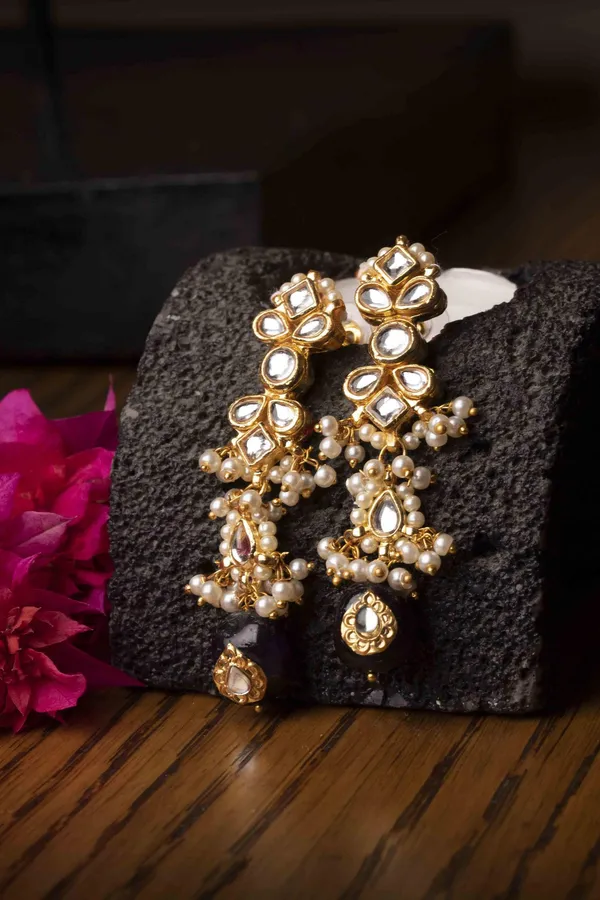 Amethyst Decor Pearl & Kundan Earrings