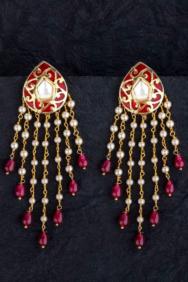 Ruby & Pearl Kundan Chandelier Earrings