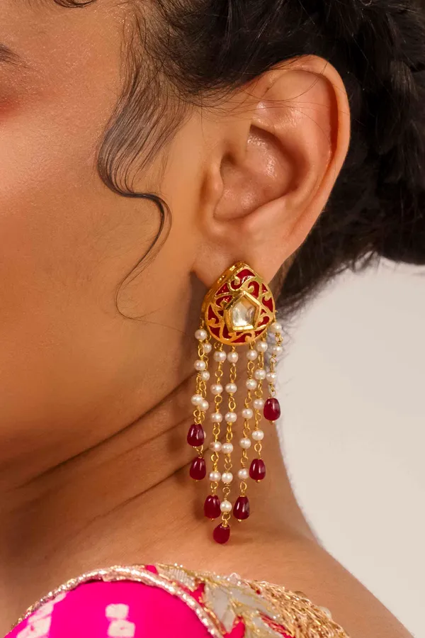 Ruby & Pearl Kundan Chandelier Earrings