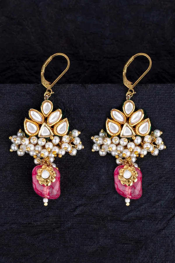 Pink Pearl Rose Earrings