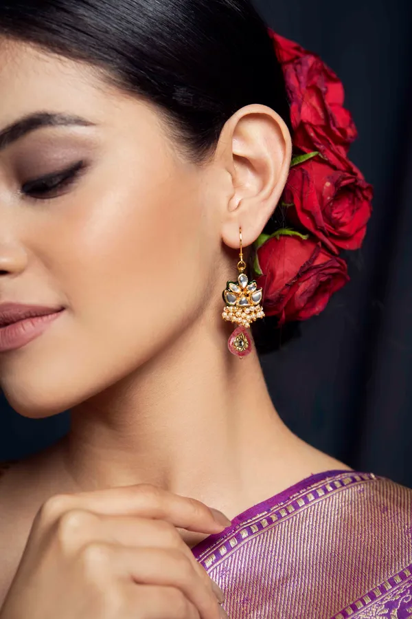 Pink Pearl Rose Earrings