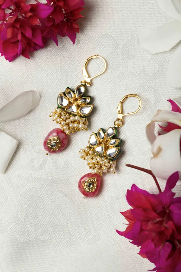Pink Pearl Rose Earrings
