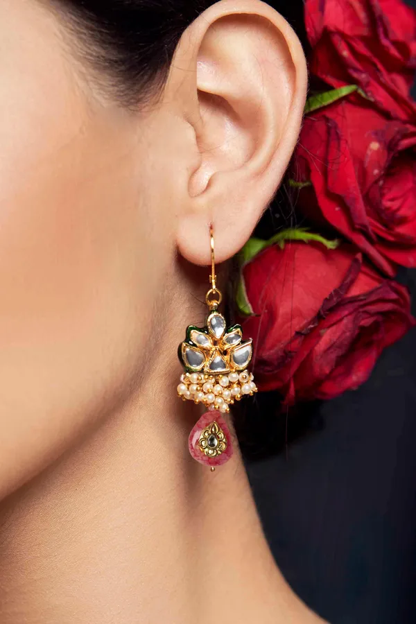 Pink Pearl Rose Earrings
