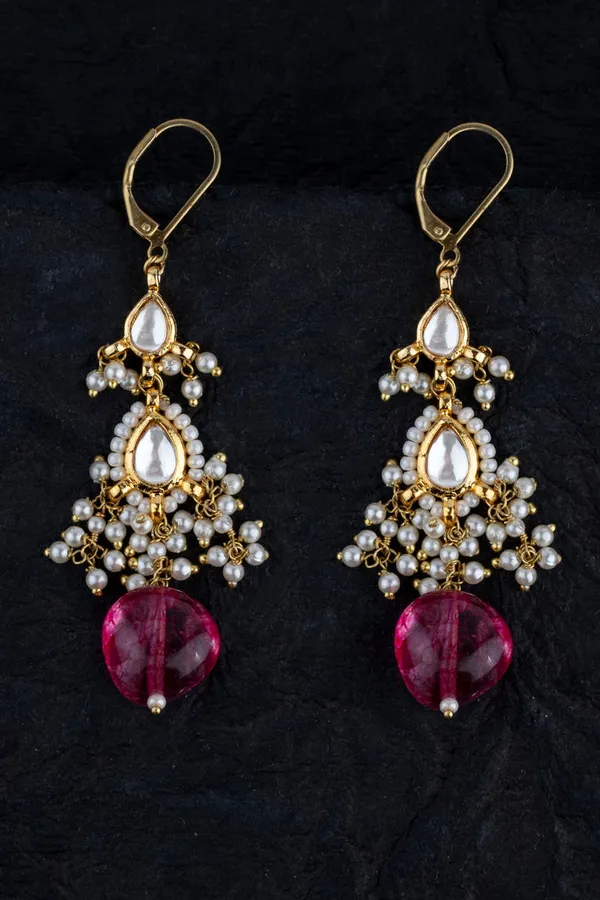 Kundan Tourmaline Drop Earrings