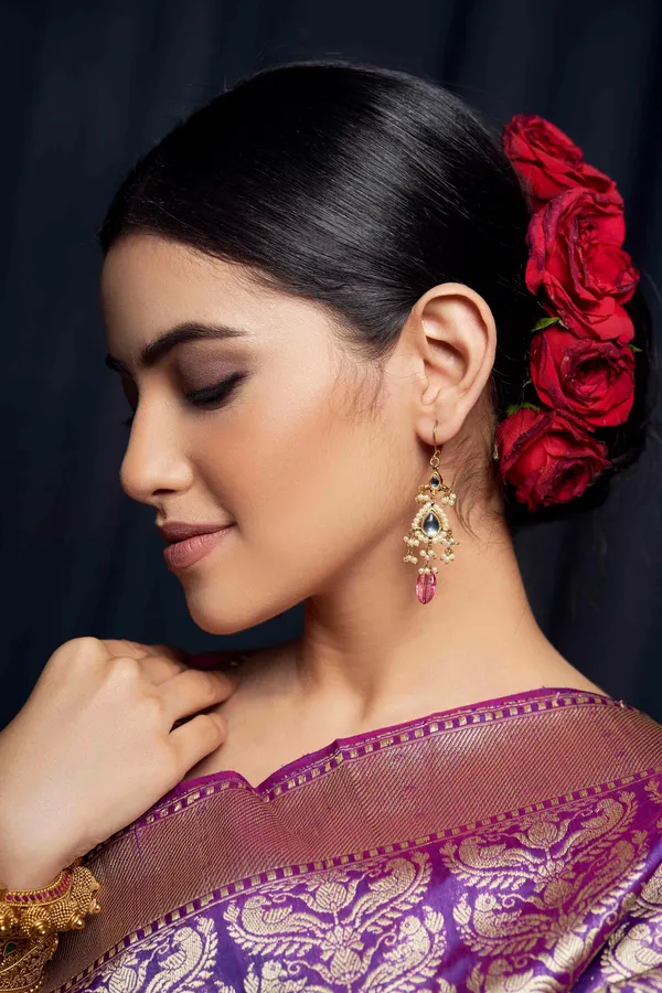 Kundan Tourmaline Drop Earrings