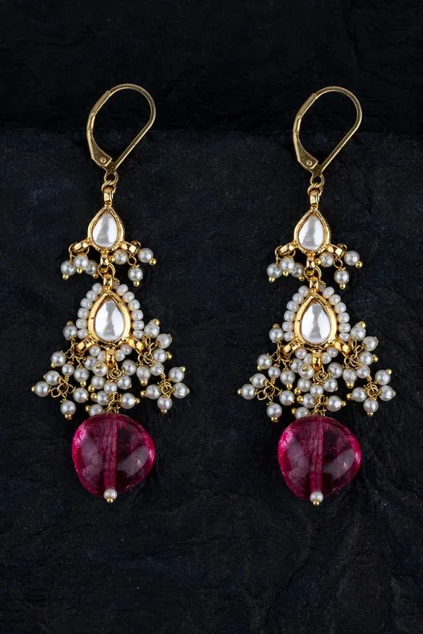 Kundan Tourmaline Drop Earrings