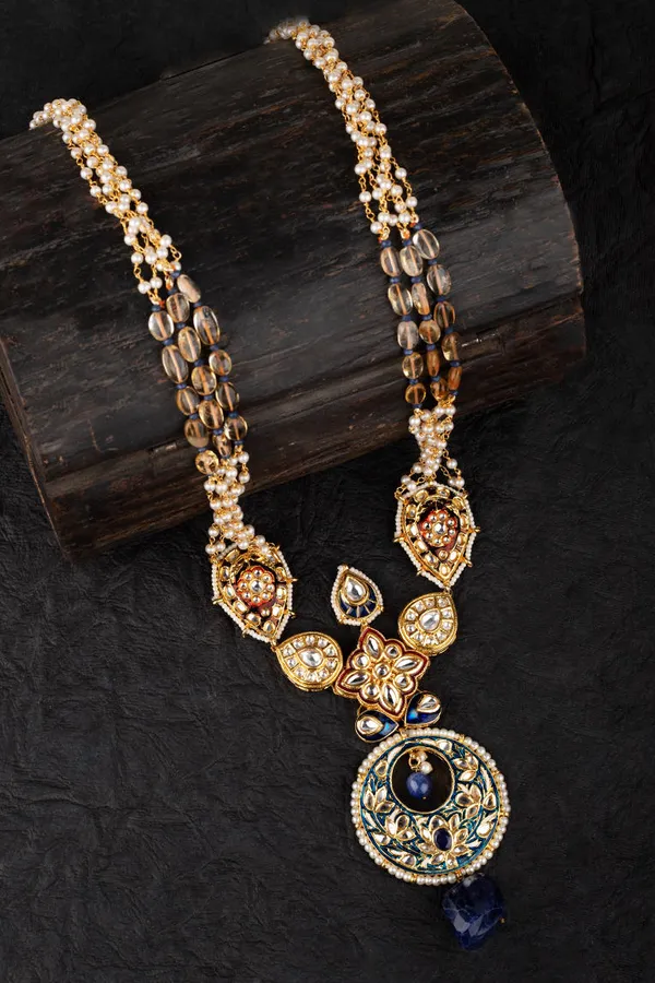 Exotic Blue Meenakari Long Necklace