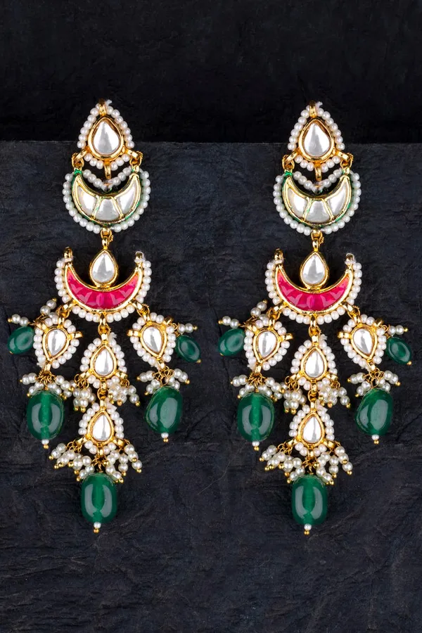 Red Chand Emerald Dangler Earrings