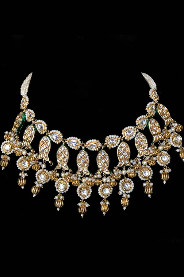 Golden Ghungroos Pearls & Kundan Necklace
