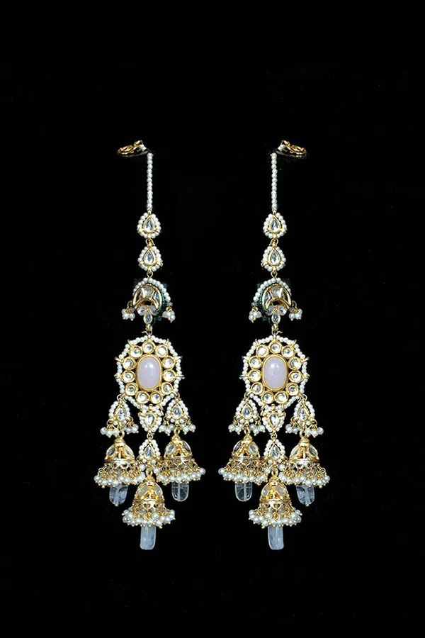Rose Quartz Kundan Earrings