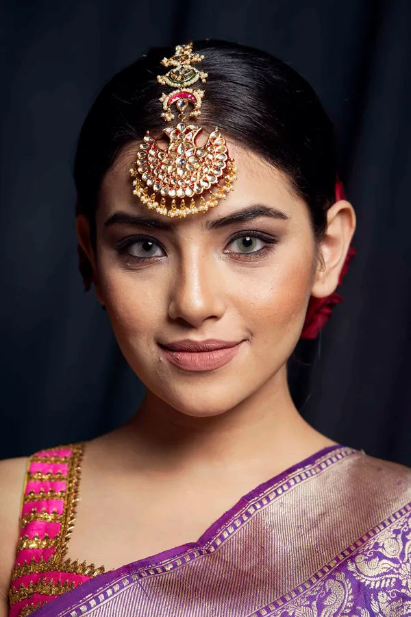 Red Meenakari Pearl & Kundan Maang Tikka