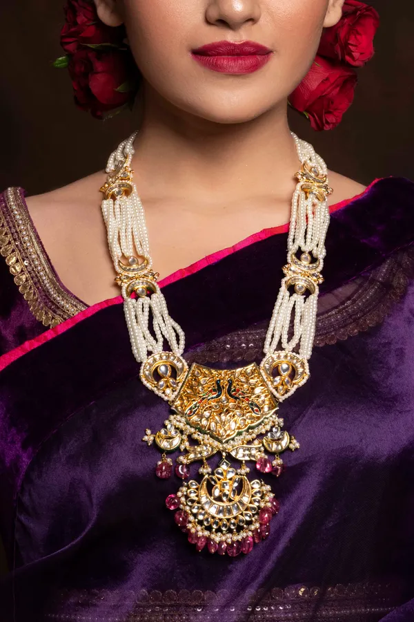 Tourmaline & Pearl Kundan Rani Haar Necklace