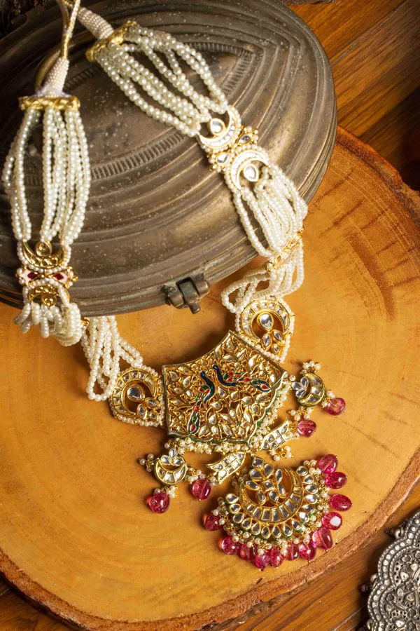 Tourmaline & Pearl Kundan Rani Haar Necklace