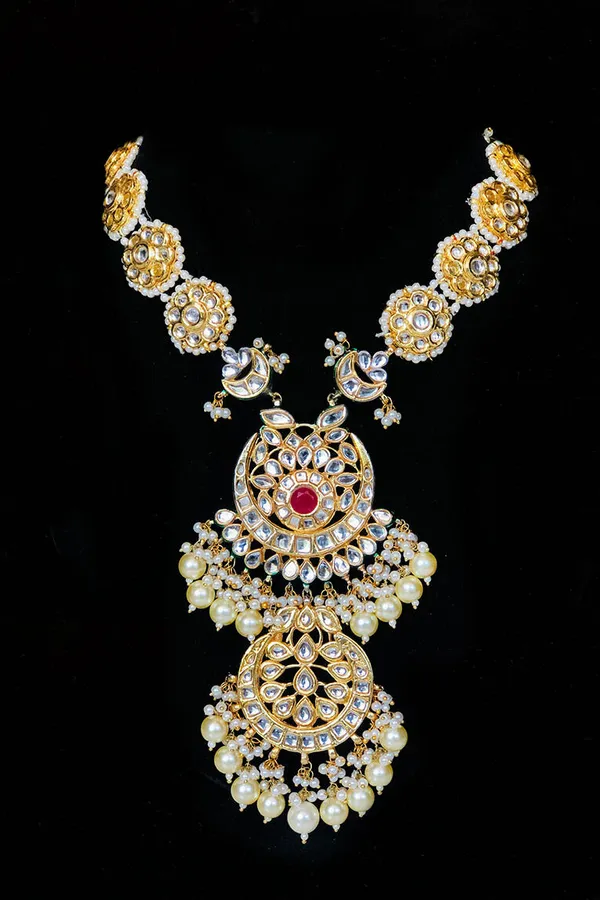 Kundan & Pearl Gold Toned Rani Haar Necklace