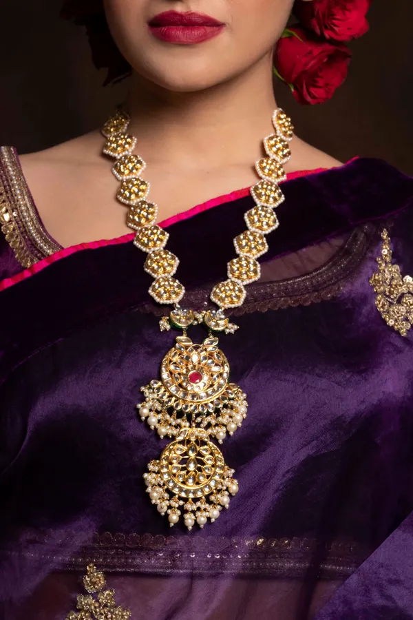 Kundan & Pearl Gold Toned Rani Haar Necklace