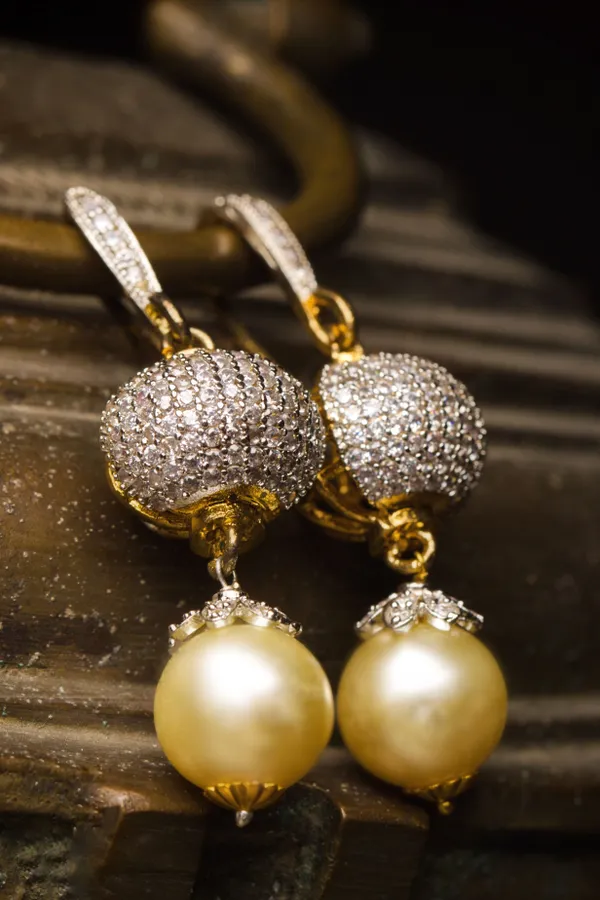 Cubic Zircon Pearl Dangler Drop Earrings