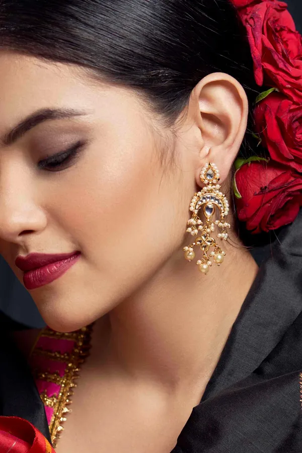 Pearls Chand Kundan Earrings