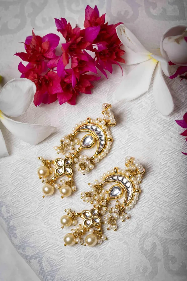 Pearls Chand Kundan Earrings