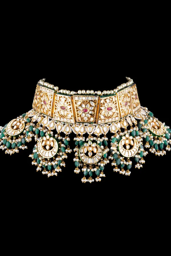 Red Emeralds Jodha Kundan Choker