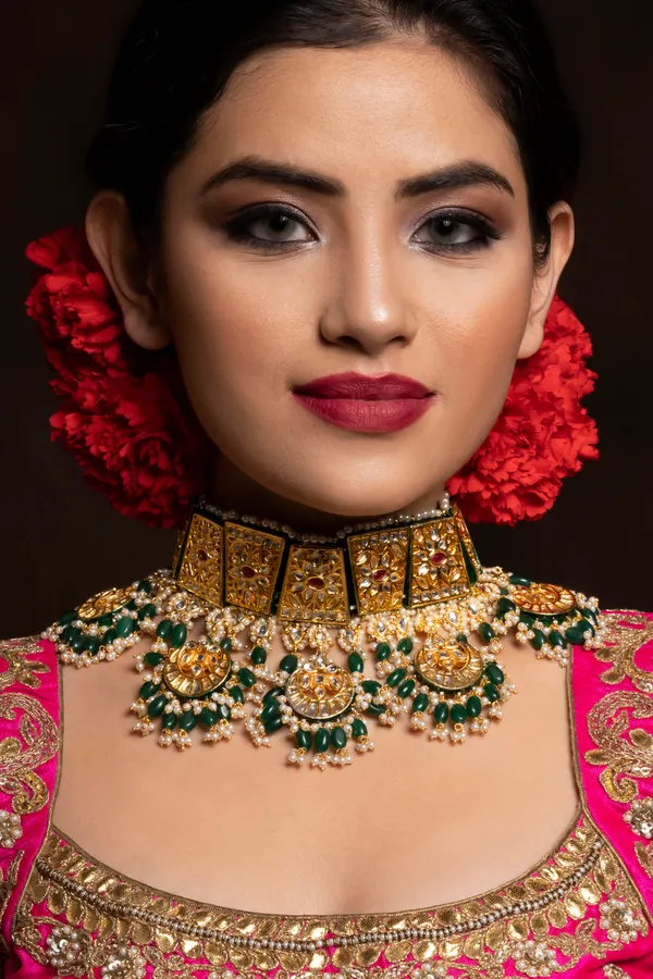 Red Emeralds Jodha Kundan Choker