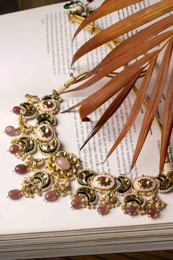 Pink Rose Quartz Kundan Choker