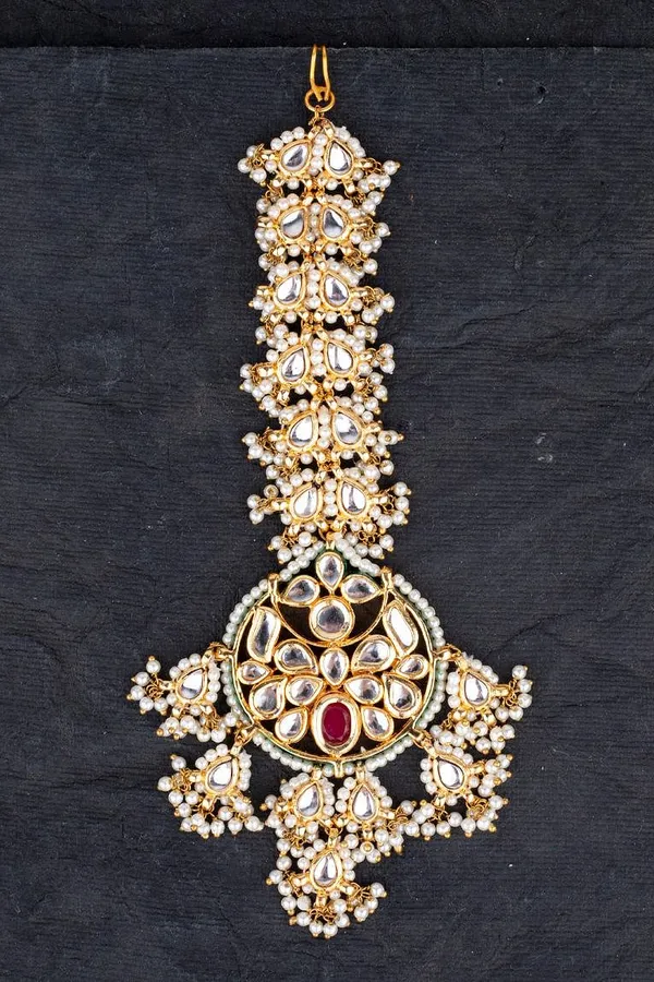 Pearl & Kundan Thick Biya Maang Tikka