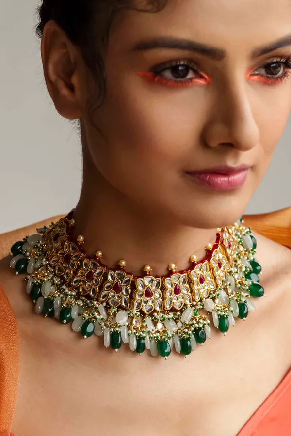 Emerald Dual Tone Kundan Choker