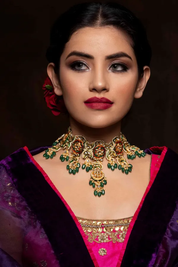 Emeralds Meenakari with Pearls Kundan Choker