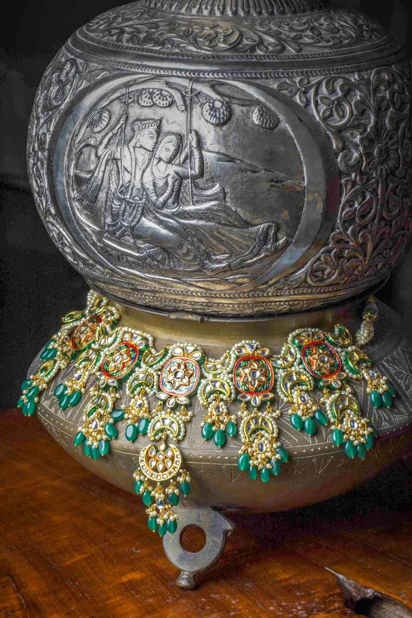 Emeralds Meenakari with Pearls Kundan Choker