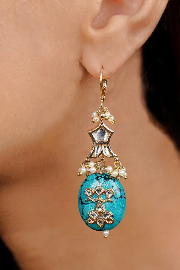 Turquoise Kundan Earrings