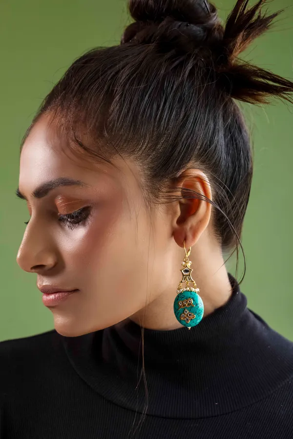 Turquoise Kundan Earrings