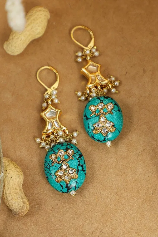Turquoise Kundan Earrings