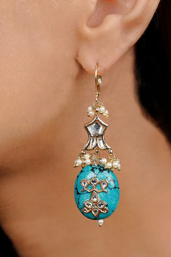 Turquoise Kundan Earrings