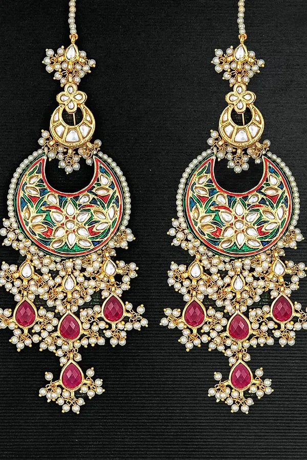 MultiColour Meenakari & Biya Drop Chandbali