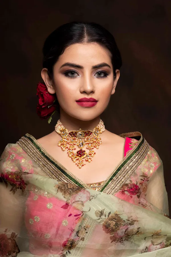 Red Kundan and Pearl Jadai Necklace