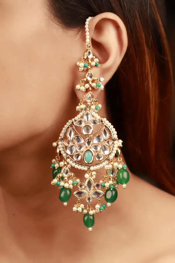 Kundan & Emeralds Chandbalis