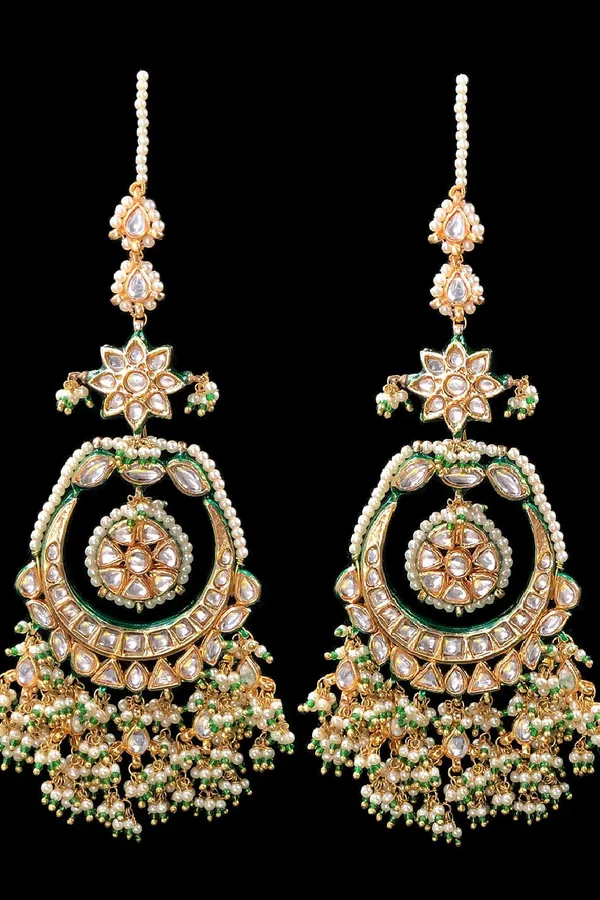 Loaded Pearl & Kundan Chandmilan Earrings