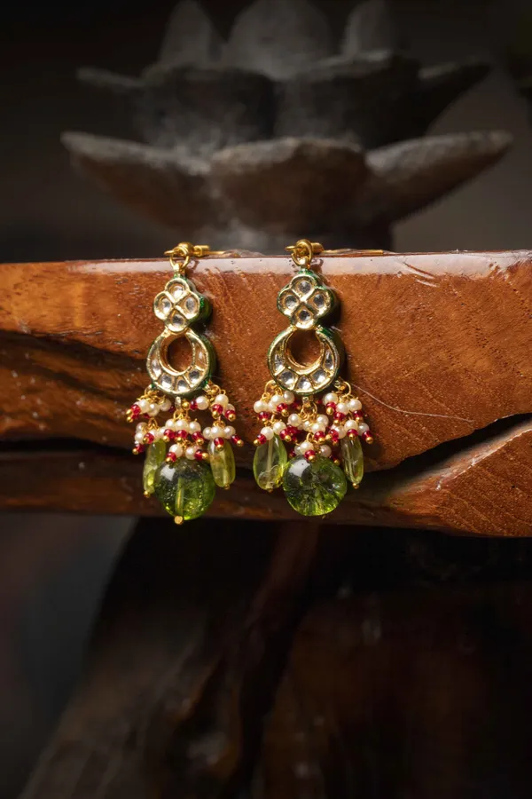 Peridot & Kundan Earrings with Hint of Red
