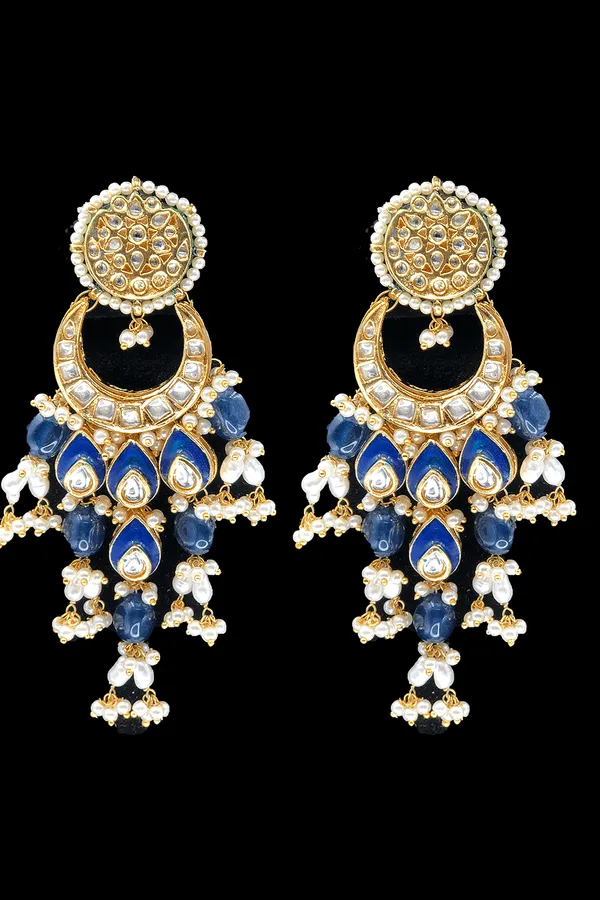 Blue & Pearl Kundan Chand Baalis
